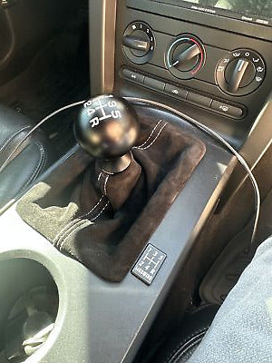 2005 2006 2007 2008 2009 ford mustang replacement shift boot cover real genuine suede alcantara black white stitching