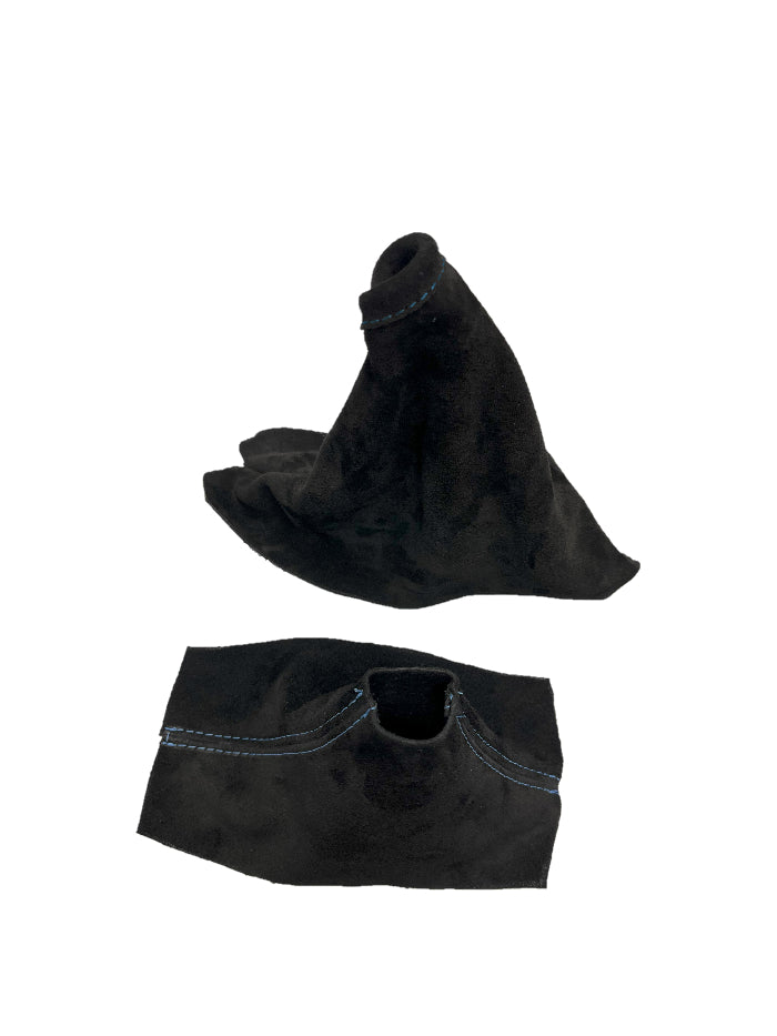 Genuine Suede Shift Boot & E-Brake Boot Set With Red Stitching For C6 Corvette (2005-2013)