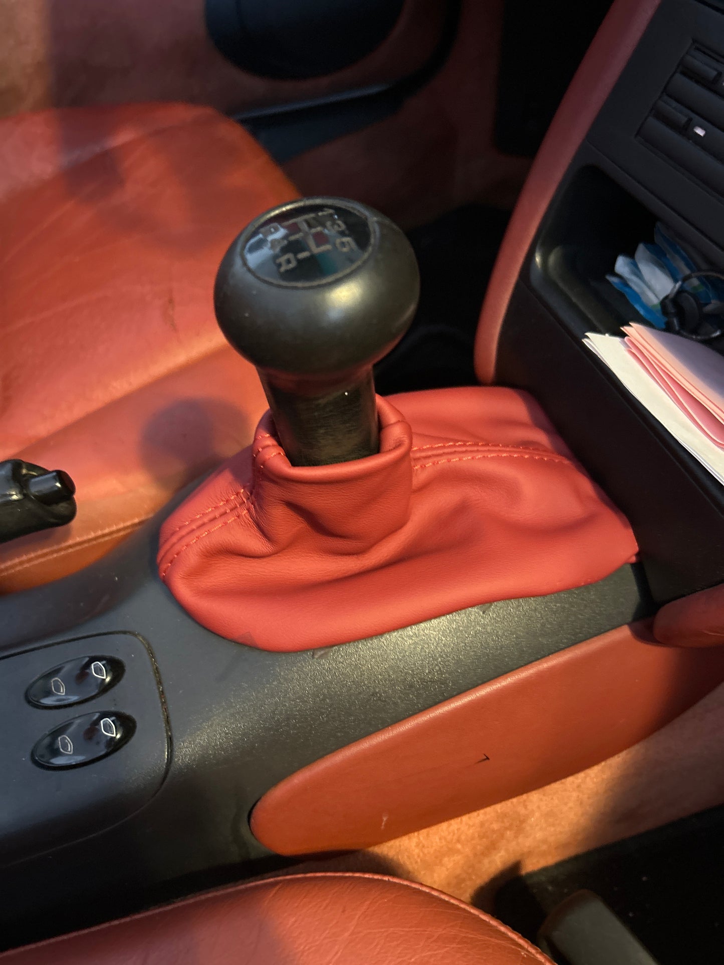 For 1997-2004 Porsche Boxster Red Genuine Leather MANUAL Shift Boot Cover