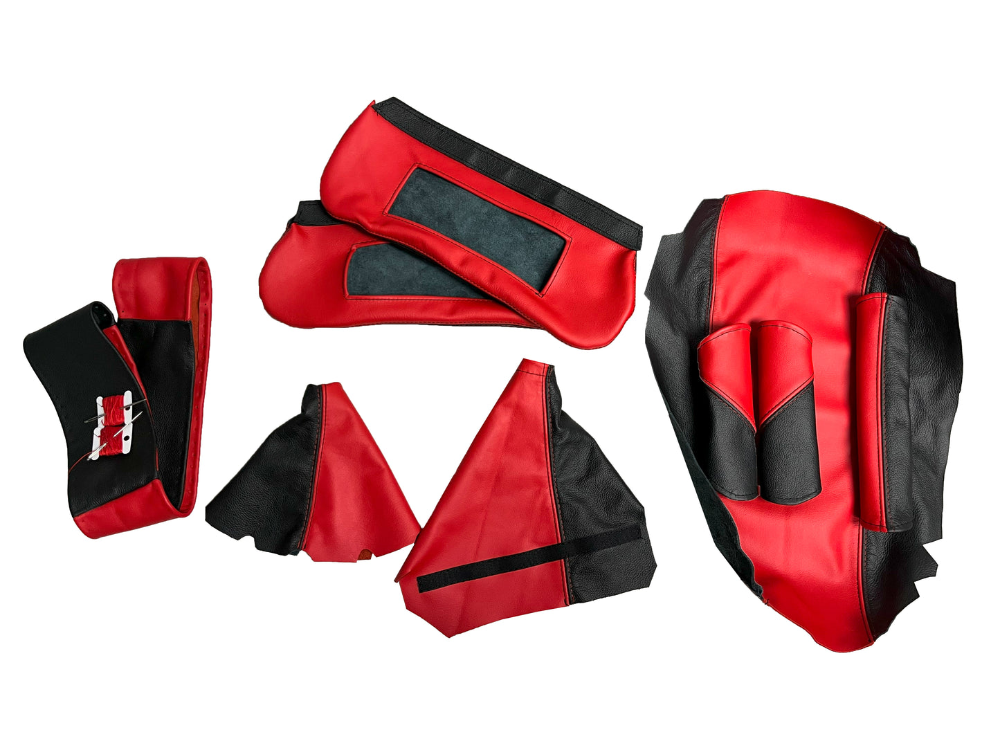 For 1997-2004 Chevy Corvette C5 Torch Red & Black Leather Interior Piece Cover Set