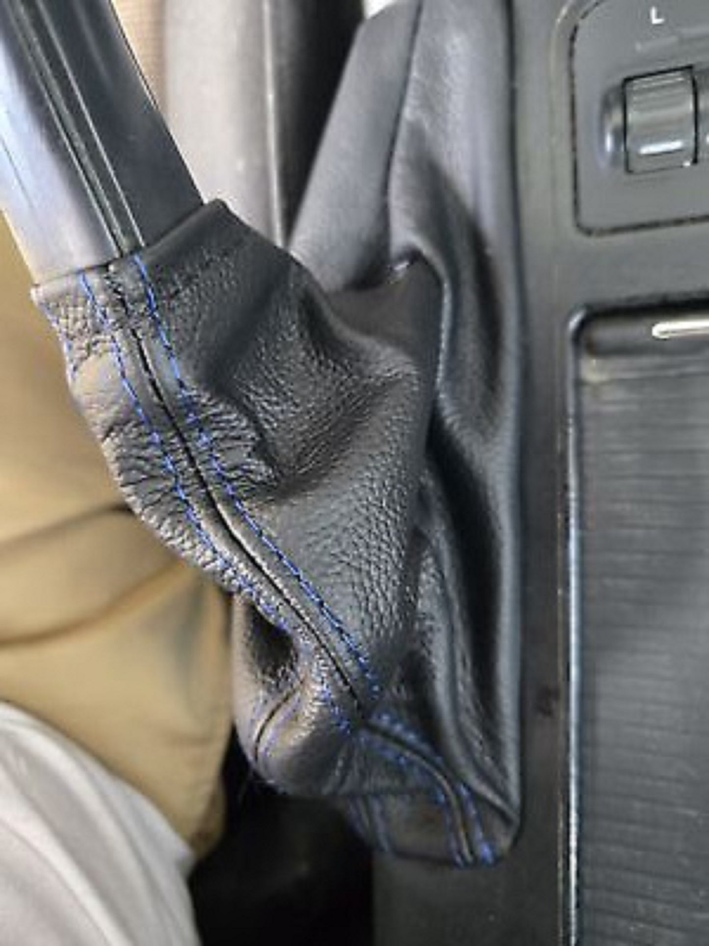 genuine real leather shift parking brake boot cover in black for subaru legacy outback 2003 2004 2005 2006 2007 2008 2009 2010