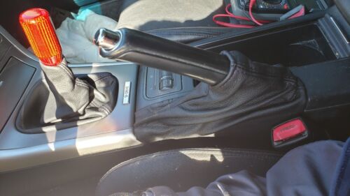 genuine real leather shift parking brake boot cover in black for subaru legacy outback 2003 2004 2005 2006 2007 2008 2009 2010