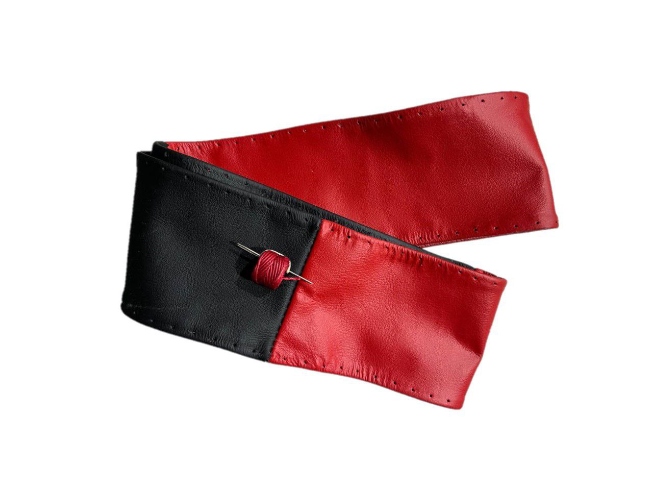 steering wheel cover in torch red & black leather for chevy corvette c5 1997-2004