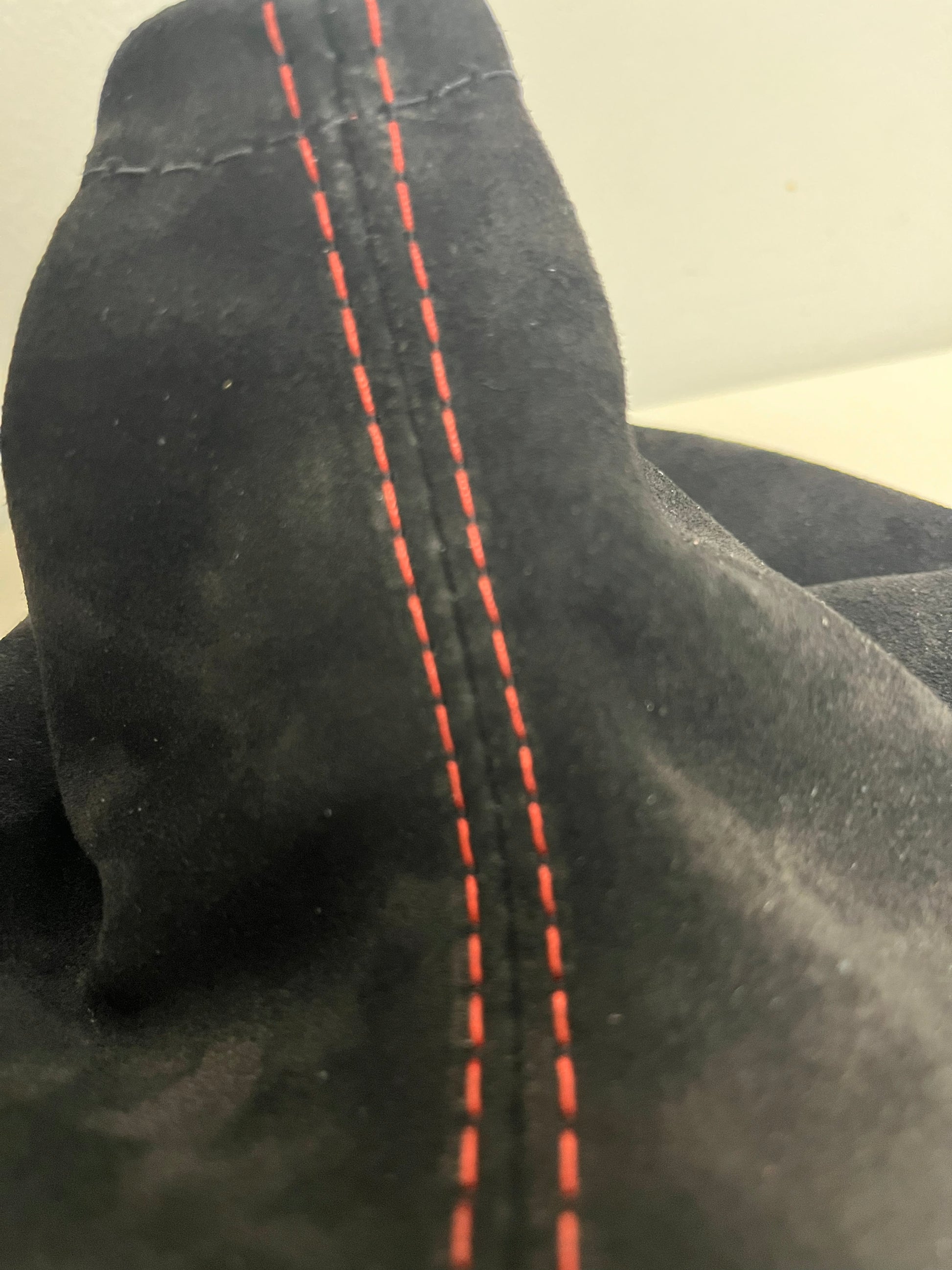 Subaru STI 2015–2021 suede shift boot replacement with red contrast stitching
