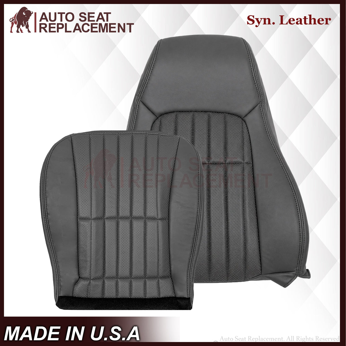 1997-2002 For Chevy Camaro SS Replacement Seat Covers In Synthetic Leather: Dark Gray