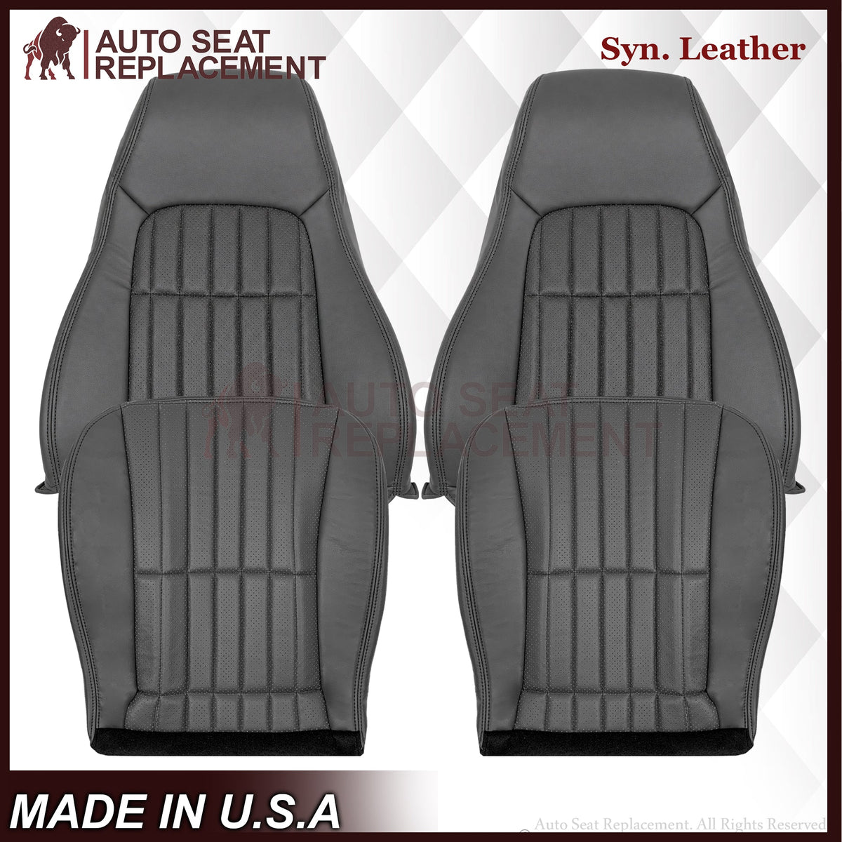 1997-2002 For Chevy Camaro SS Replacement Seat Covers In Synthetic Leather: Dark Gray