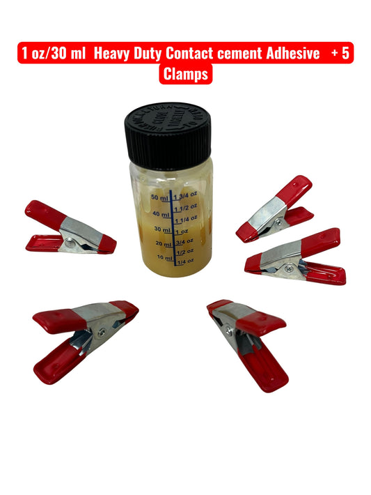 1 oz Heavy Duty Contact Adhesive Glue & 5 Two Inch Clamps