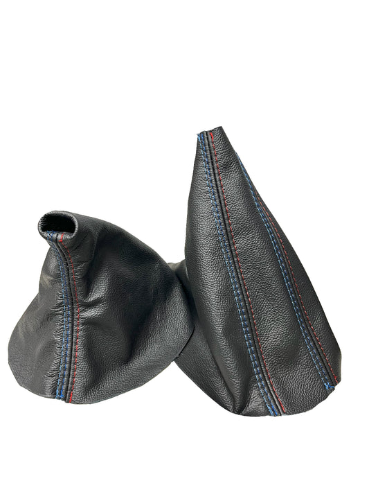 black leather handbrake & shift boot cover in m stitch fits for bmw z3 1995 1996 1997 1998 1999 2000 2001 2002 