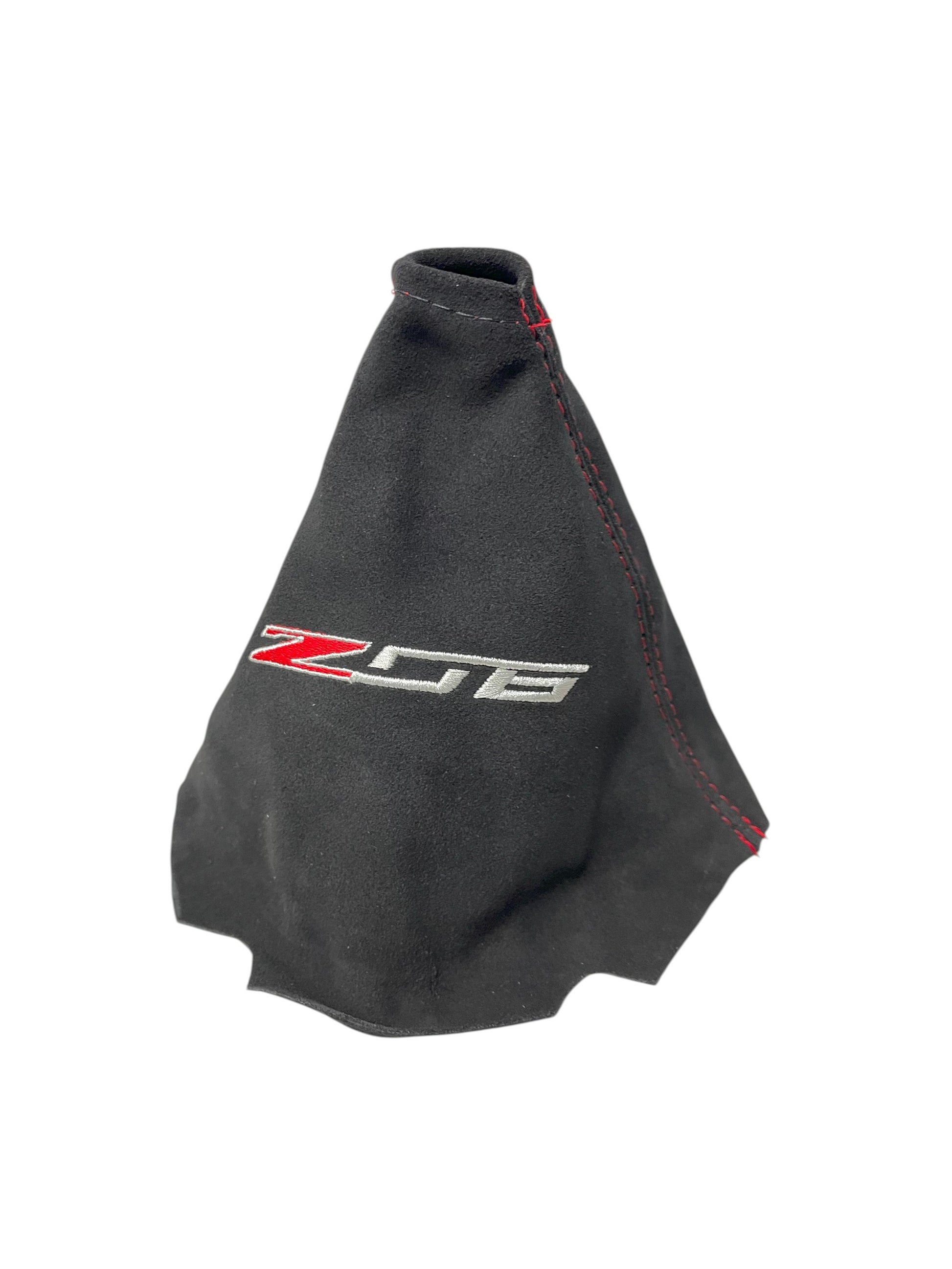 embroidery z06 red stitch suede shift boot cover for chevy corvette c6 z06 2005 2006 2007 2008 2009 2010 2011 2012 2013 manual transmission