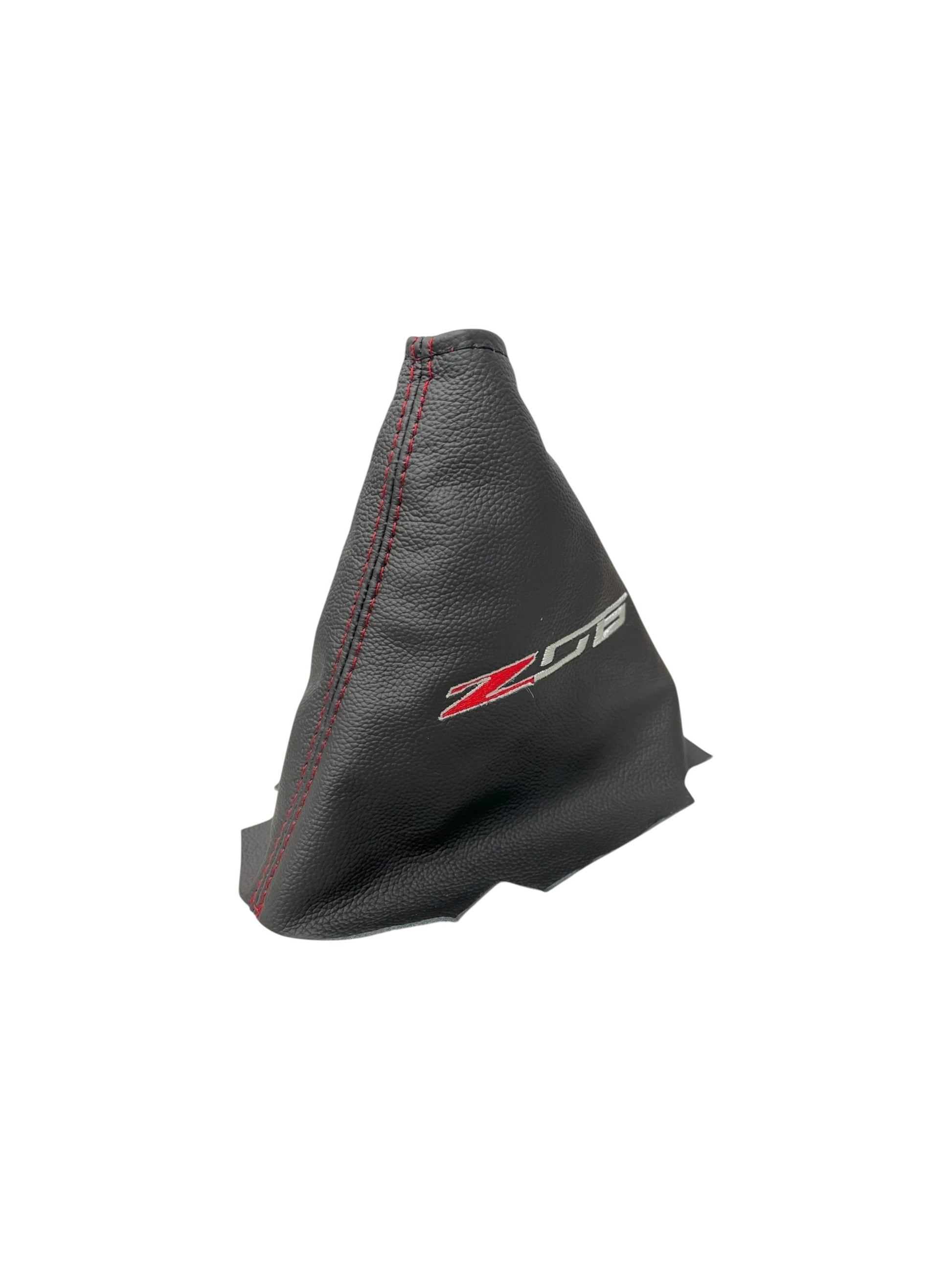 embroidery z06 red stitch leather shift boot cover for chevy corvette c6 z06 2005 2006 2007 2008 2009 2010 2011 2012 2013 manual transmission