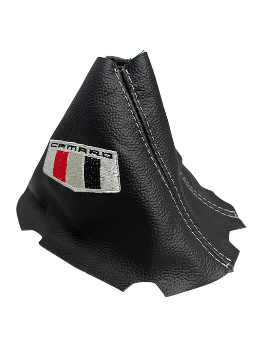 compatible with chevy camaro ss 2016 2017 2018 2019 2020 2021 2022 2023 2024 genuine leather shift boot cover with custom embroidery