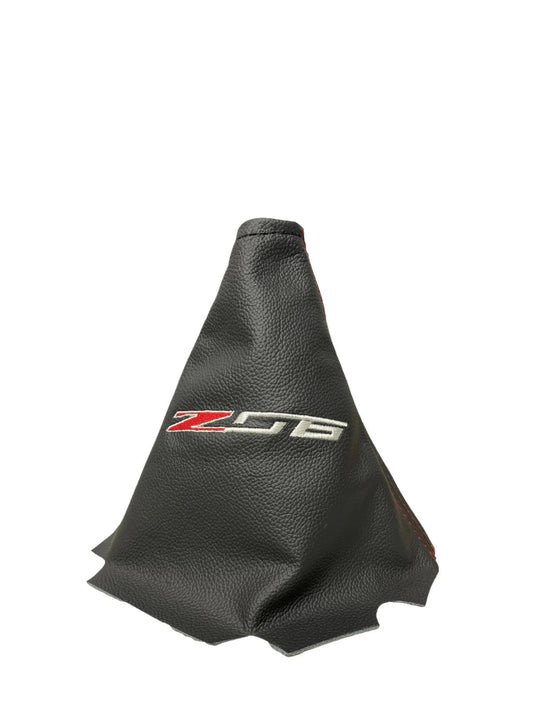 embroidery z06 red stitch leather shift boot cover for chevy corvette c6 z06 2005 2006 2007 2008 2009 2010 2011 2012 2013 manual transmission