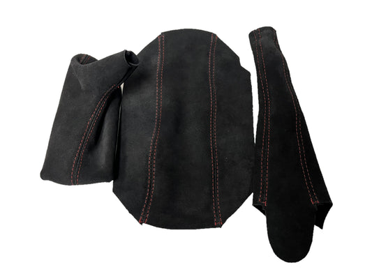 black genuine suede shift handbrake boot and console armrest cover for porsche boxster 911 986 996 1997 1998 1999 2000 2001 2002 2003 2004 manual transmission