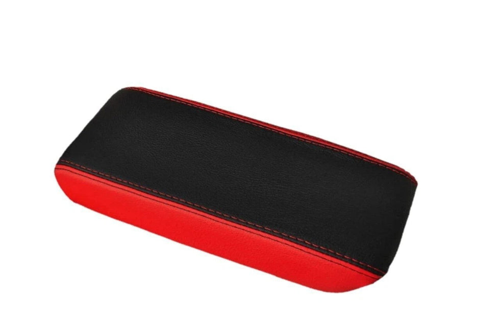 genuine real leather center consoler armrest cover in torch red and black for chevy corvette c5 z06 2001 2002 2003 2004