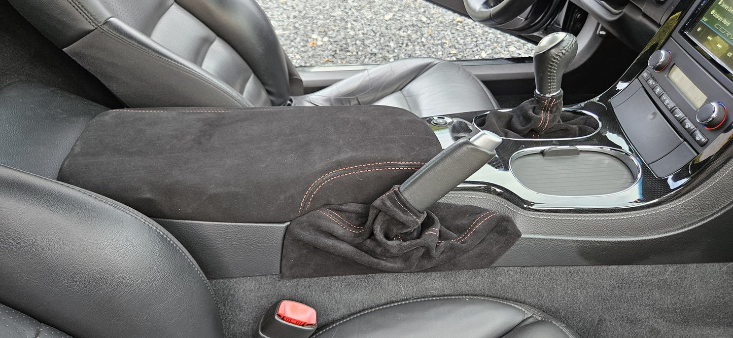 slip over console cover shift emergency brake Boot for 2005 2006 2007 2008 2009 2010 2011 2012 2013 chevy corvette c6 genuine suede alcantara 