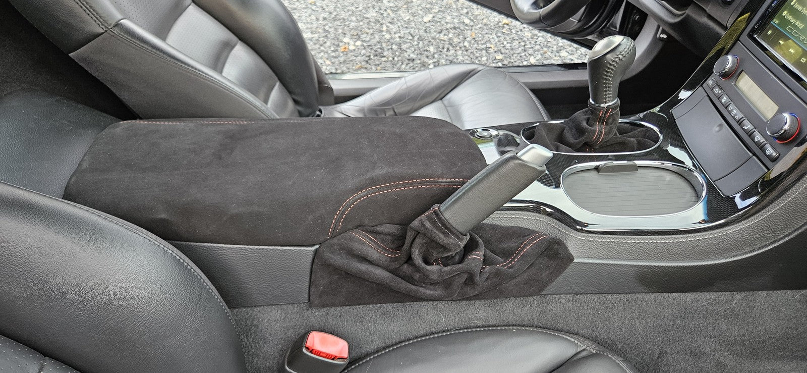 slip over console cover shift emergency brake Boot for 2005 2006 2007 2008 2009 2010 2011 2012 2013 chevy corvette c6 genuine suede alcantara 