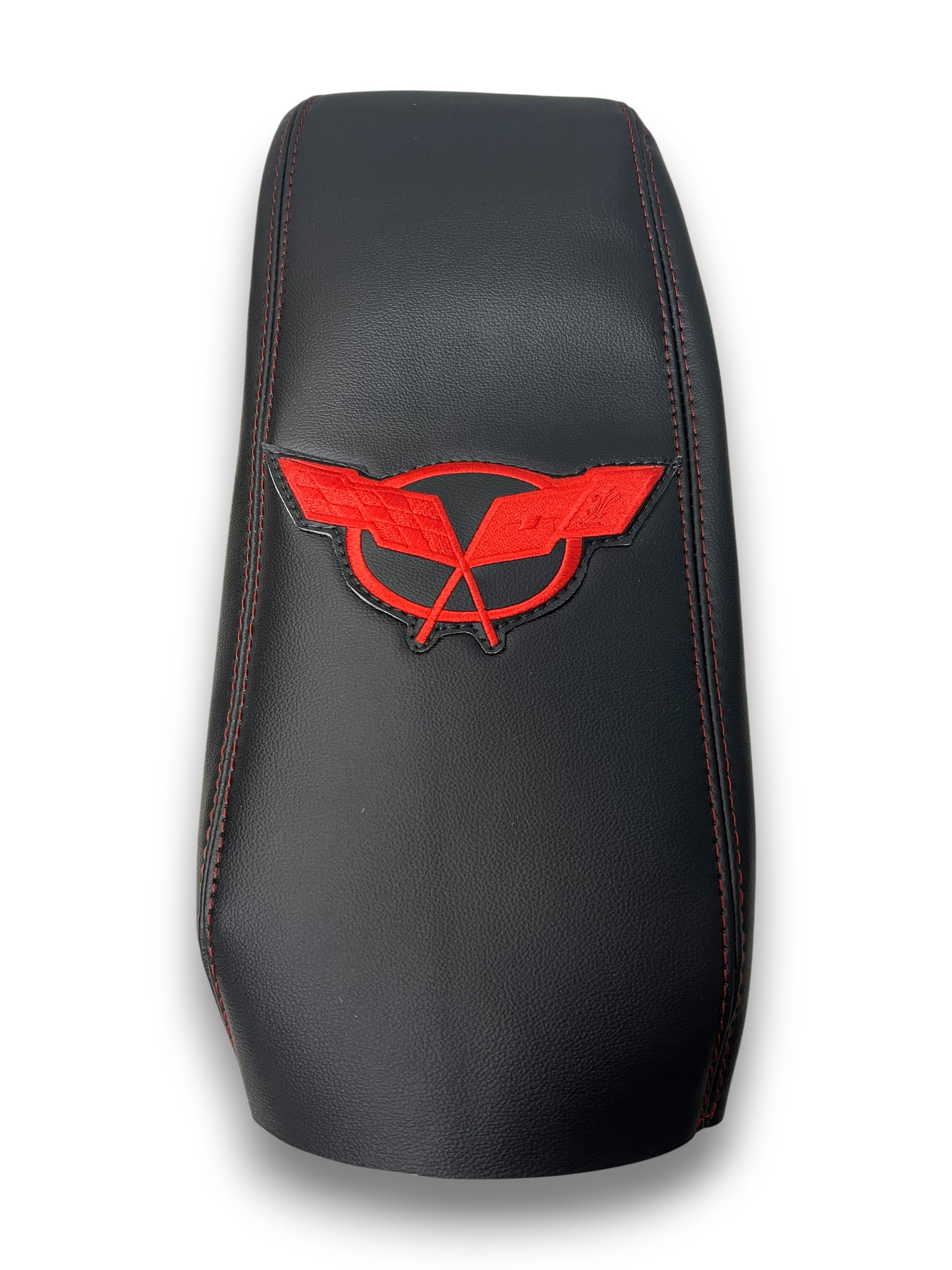 for chevy corvette c5 1997 1998 1999 200 2001 2002 2003 2004 vinyl console armrest cover with embroidery flag