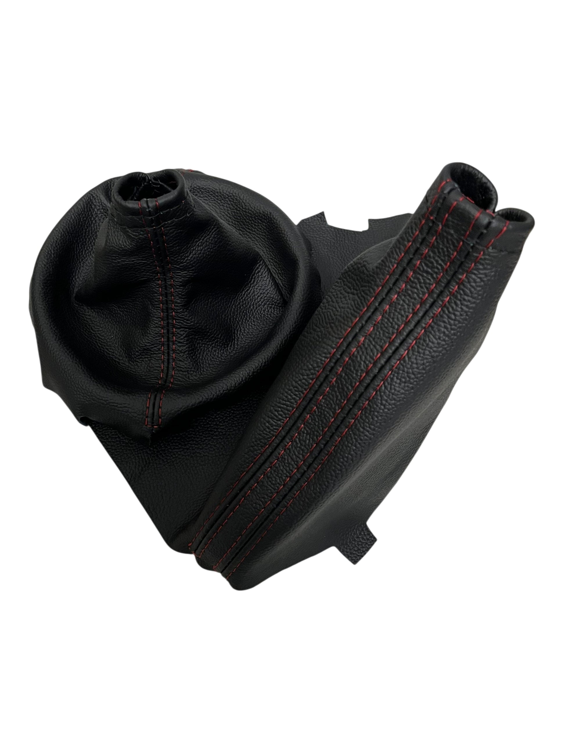 Real leather shift boot and e-brake boot set compatible with 2017-2021 Subaru WRX non-STI models, premium handcrafted interior replacement covers
