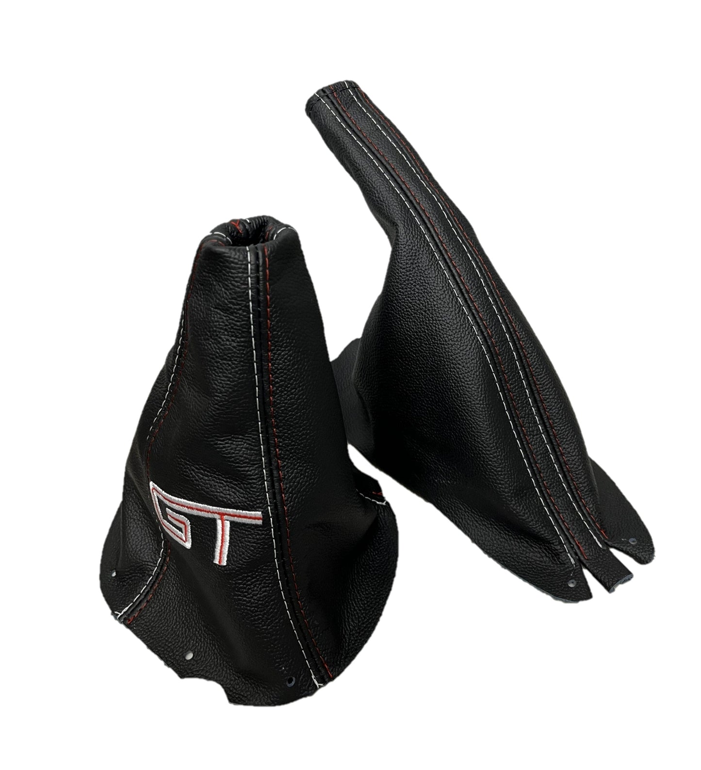 black genuine leather shift boot and e-brake boot replacements for 94–04 mustang manual models