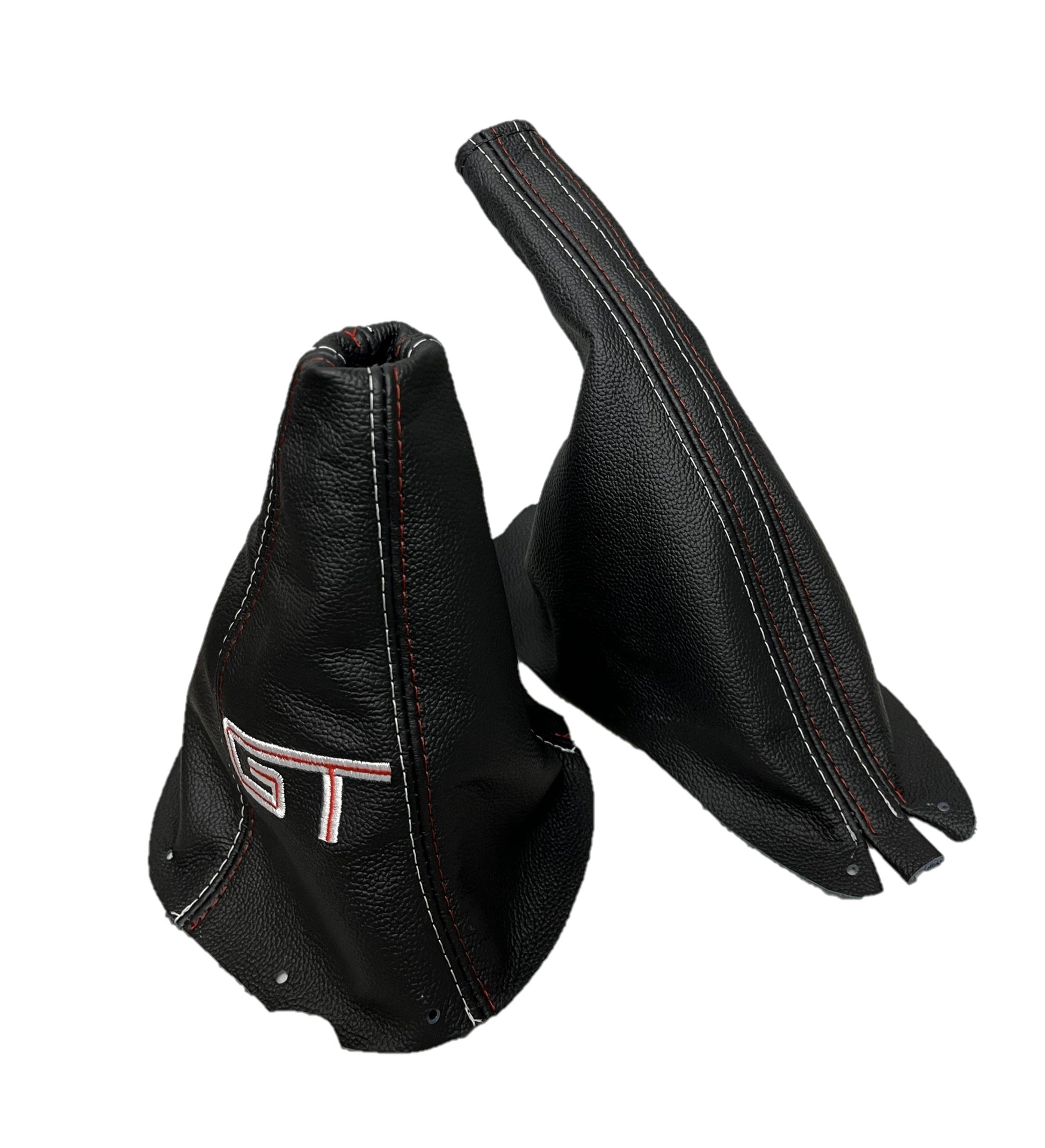 black genuine leather shift boot and e-brake boot replacements for 94–04 mustang manual models