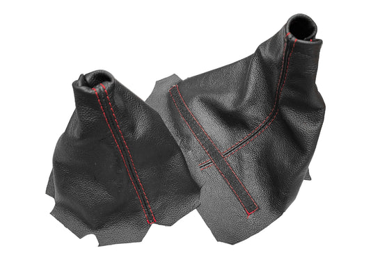 shift e brake boot cover chevy corvette c5 v8 z06 black leather red stitch