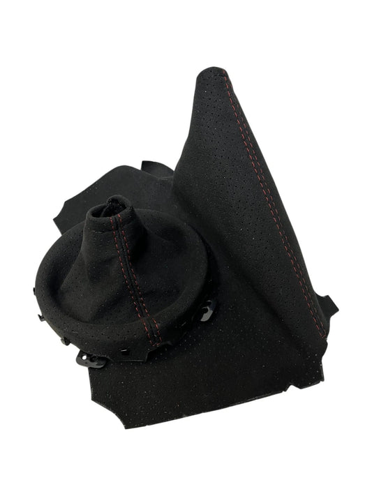 perforated alcantara 9002 manual shift handbrake boot cover compatible with subaru brz scion fr-s toyota gt86 2012 2013 2014 2015 2016 2017 2018 2019 2020