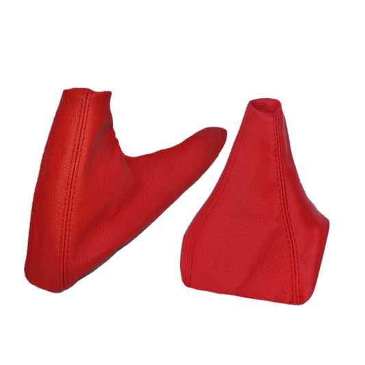 for bmw z3 1995 1996 1997 1998 1999 2000 2001 2002 2003 2004 2005 2006 real leather shift and parking brake boot cover in torch red